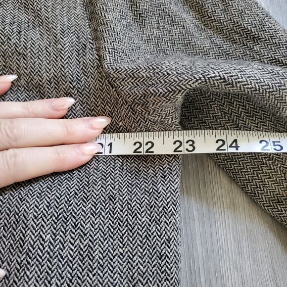 Billy Reid Herringbone Leather Trim Wool Coat Men's Size XL Mid Length Overcoat - Picture 6 of 10